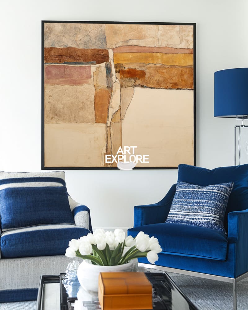 Brown Wabi-Sabi Minimalist Art | Large Square Handmade Texture Canvas ArtExplore