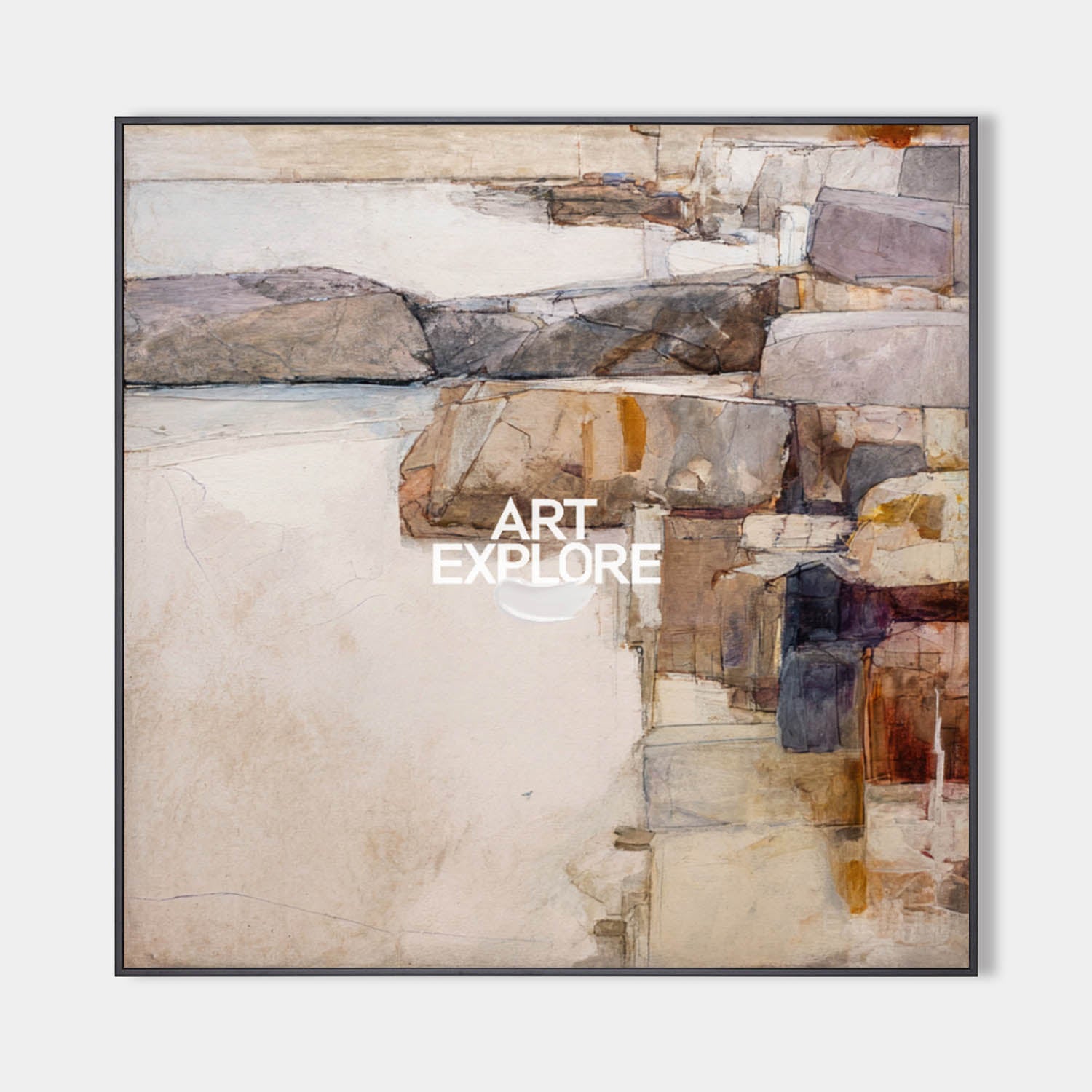 Modern Brown Wabi-Sabi Textured Painting | Large Handmade Square ArtExplore