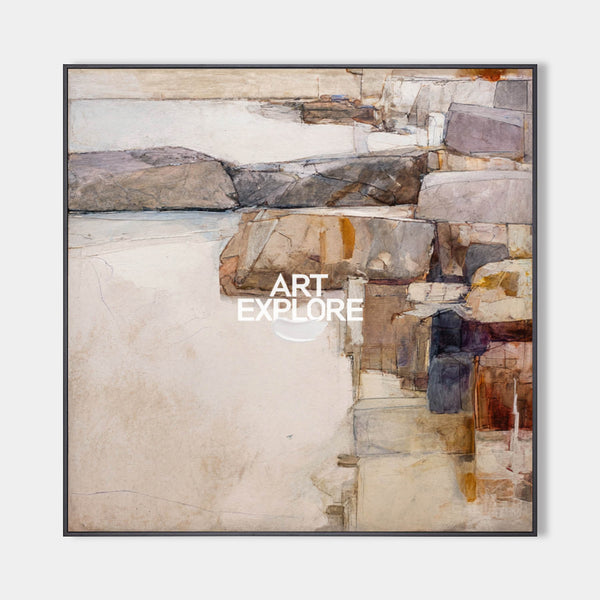 Modern Brown Wabi-Sabi Textured Painting | Large Handmade Square ArtExplore