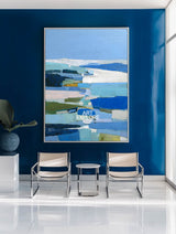 Modern Coastal Blue Green Abstract Art, Large Statement Wall – ArtExplore