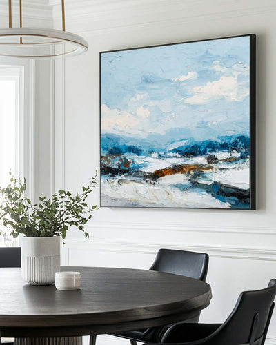 Modern Coastal Sky Textured Painting – Minimalist Abstract Wall Art for Home Decor