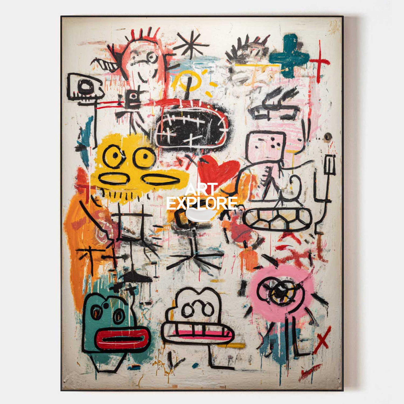 Modern Colorful Graffiti Painting, Large Minimalist Texture Oil Wall Art for Livingroom | ArtExplore