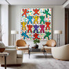 Large Colorful Pop Wall Art Colorful Texture Painting Keith Haring Style of Wall Art For Sale