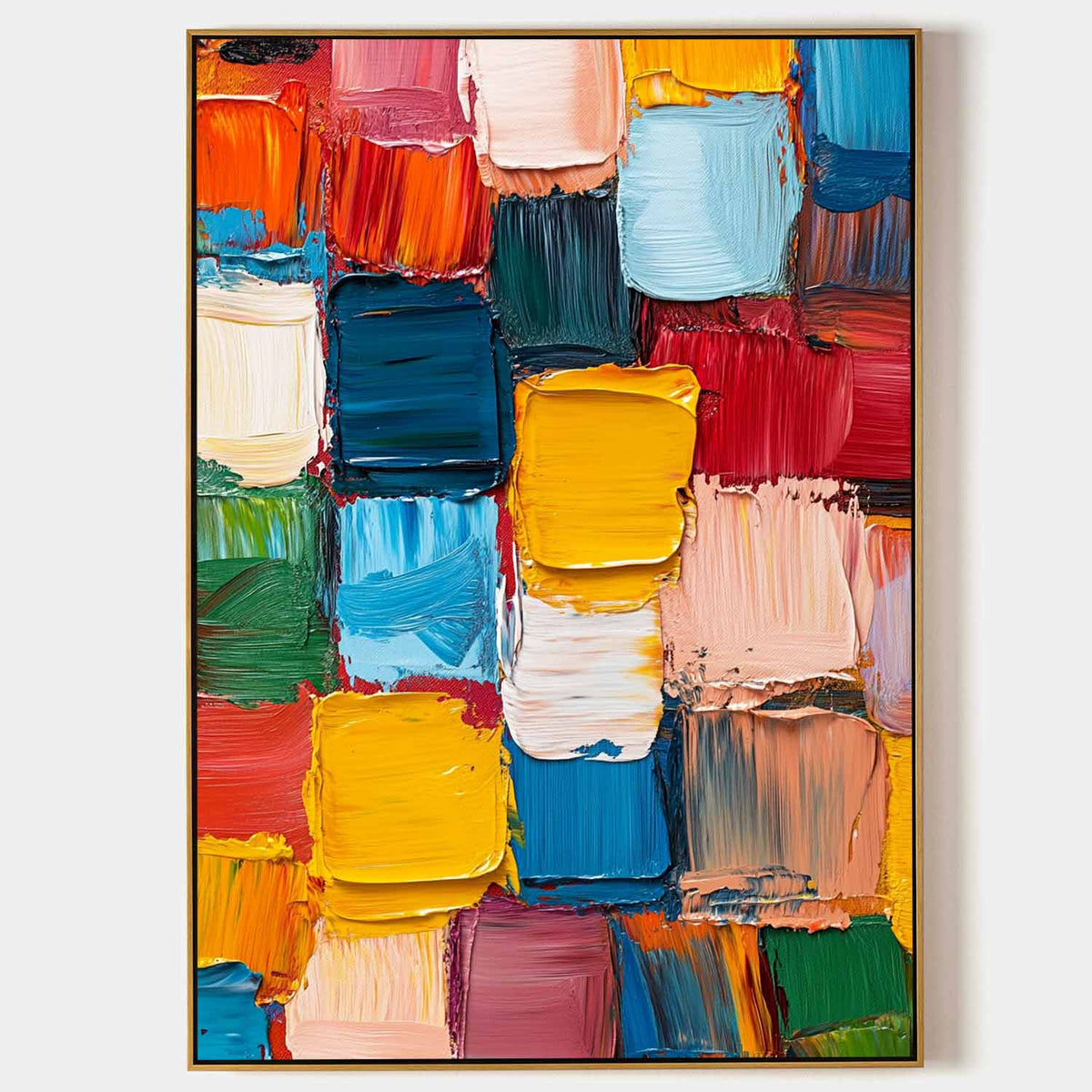 Modern Colorful Vertical Painting Rich Textured Painting Luxury Colorful Abstract Wall Art For Sale