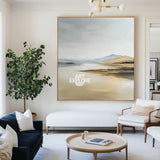 Modern Desert Lake View Oil Painting, Large Textured Art – ArtExplore