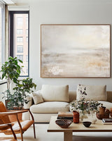 Modern Earth Tone Wall Art | Beige Wabi-Sabi Oil Painting on Canvas ArtExplore