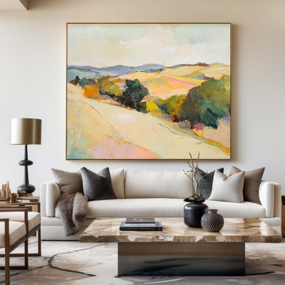 Large Earthy Wall Art Landscape Textured White Minimalist Abstract Bespoke Handmade Canvas Art