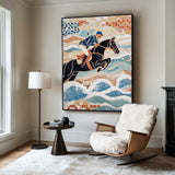 Modern Equestrian Wall Art | Royal Horse Blue Oil Canvas Painting ArtExplore