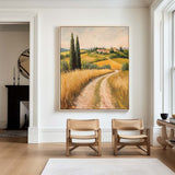 Modern Farmhouse Art Painting Large Landscape Painting Yellow Texture Countryside Wall Art for Sale