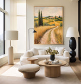 Modern Farmhouse Art Painting Large Landscape Painting Yellow Texture Countryside Wall Art for Sale