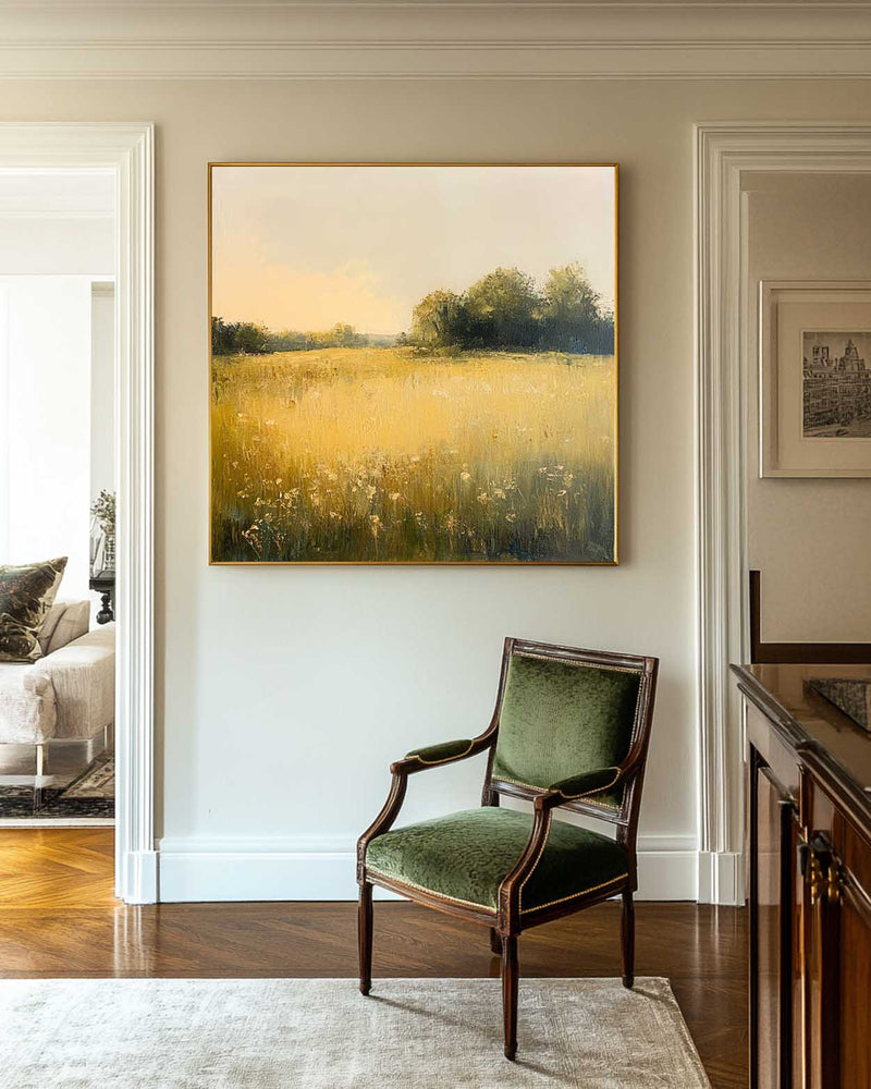Green Field Painting Large Green Fields Wall Art Large Landscape Art Modern Fine Art For Livingroom