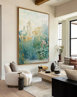 Modern Floral Landscape Oil on Canvas | Large Handmade Artwork | ArtExplore