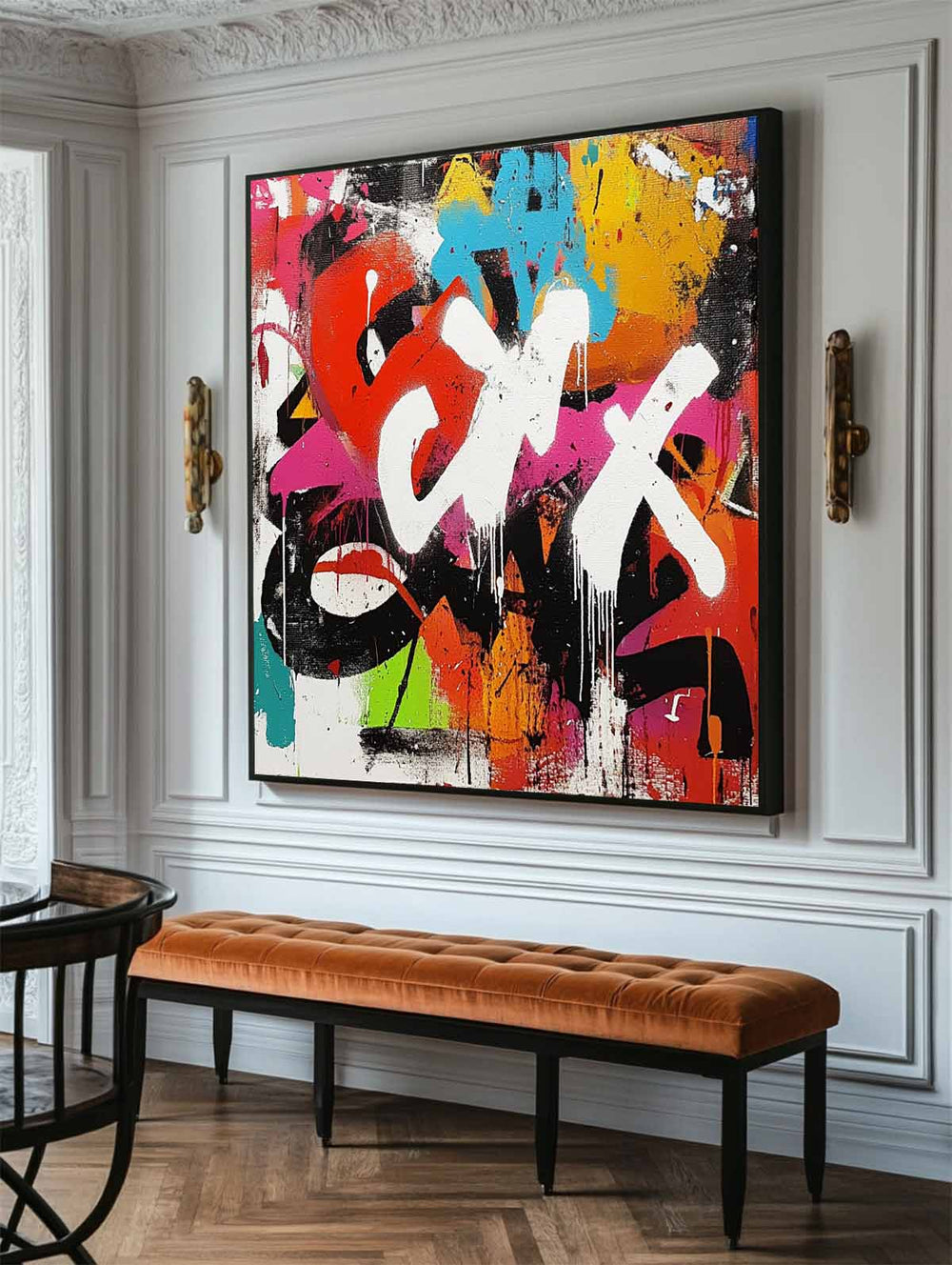 Large Graffiti Wall Art Colorful Texture Painting Graffiti Fine Art Abstract Livingroom Wall Art 