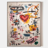 Modern Graffiti of Love and Happy Painting, Basquiat Style Modern Art for Livingroom | ArtExplore