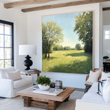 Green Backyard Oil Painting Large Green Fields Wall Art Large Landscape Canvas Art For Livingroom
