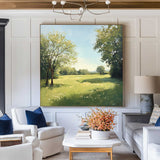 Green Backyard Oil Painting Large Green Fields Wall Art Large Landscape Canvas Art For Livingroom