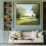 Green Backyard Oil Painting Large Green Fields Wall Art Large Landscape Canvas Art For Livingroom