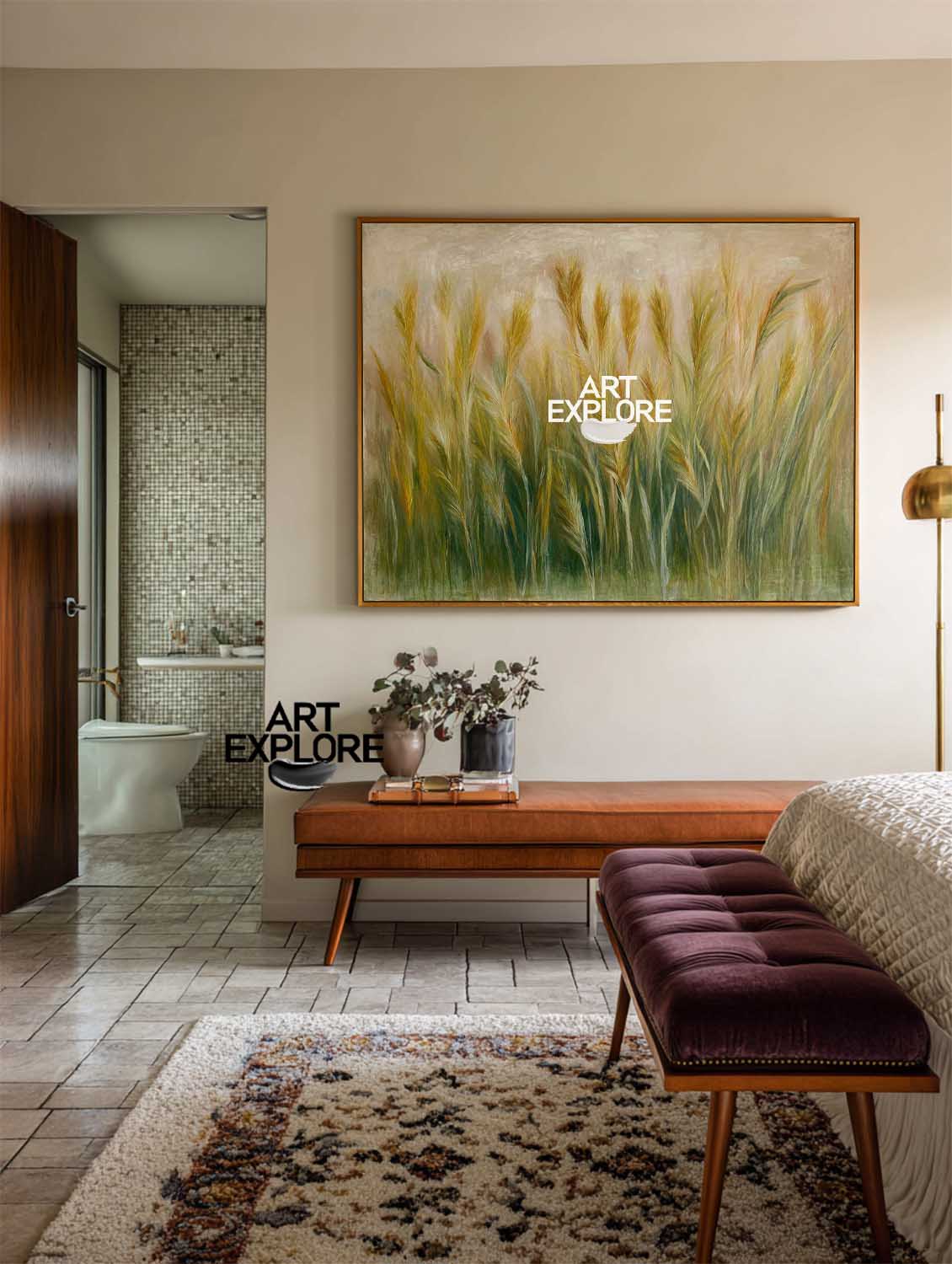 Modern Green Grass Wall Decor – Handmade Landscape by ArtExplore