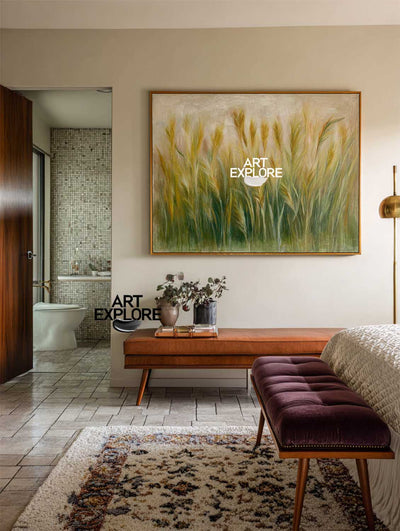 Modern Green Grass Wall Decor – Handmade Landscape by ArtExplore