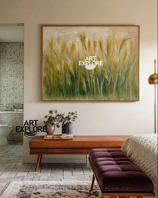 Modern Green Grass Wall Decor – Handmade Landscape by ArtExplore