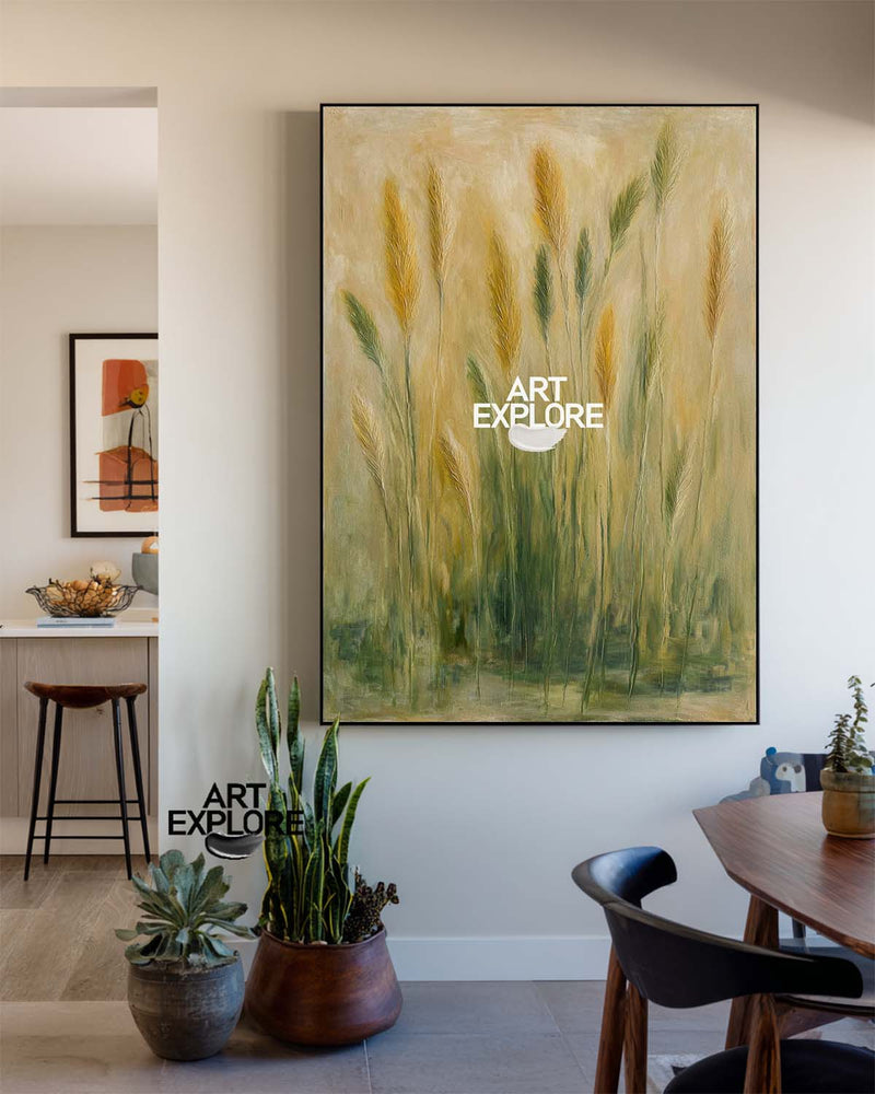 Modern Green Grassland Wall Art | Handmade Large Art by ArtExplore