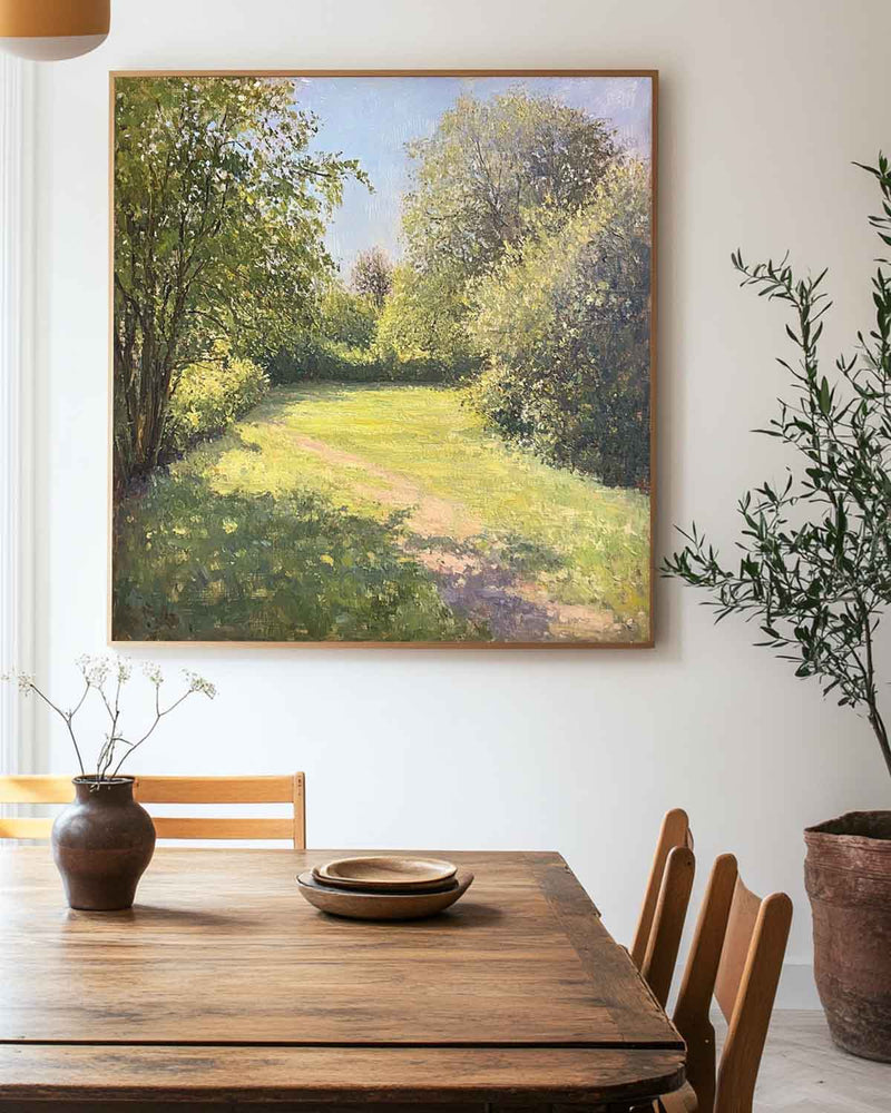 Modern Green Landscape Painting Large Green Woods View Wall Art Green Landscape Canvas Art For Sale
