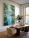 Modern Green Scenic Textured Canvas – Large Vertical Wall Decor for Home | ArtExplore
