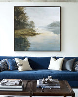 Modern Handmade Landscape Painting | ArtExplore Blue Canvas Wall Décor