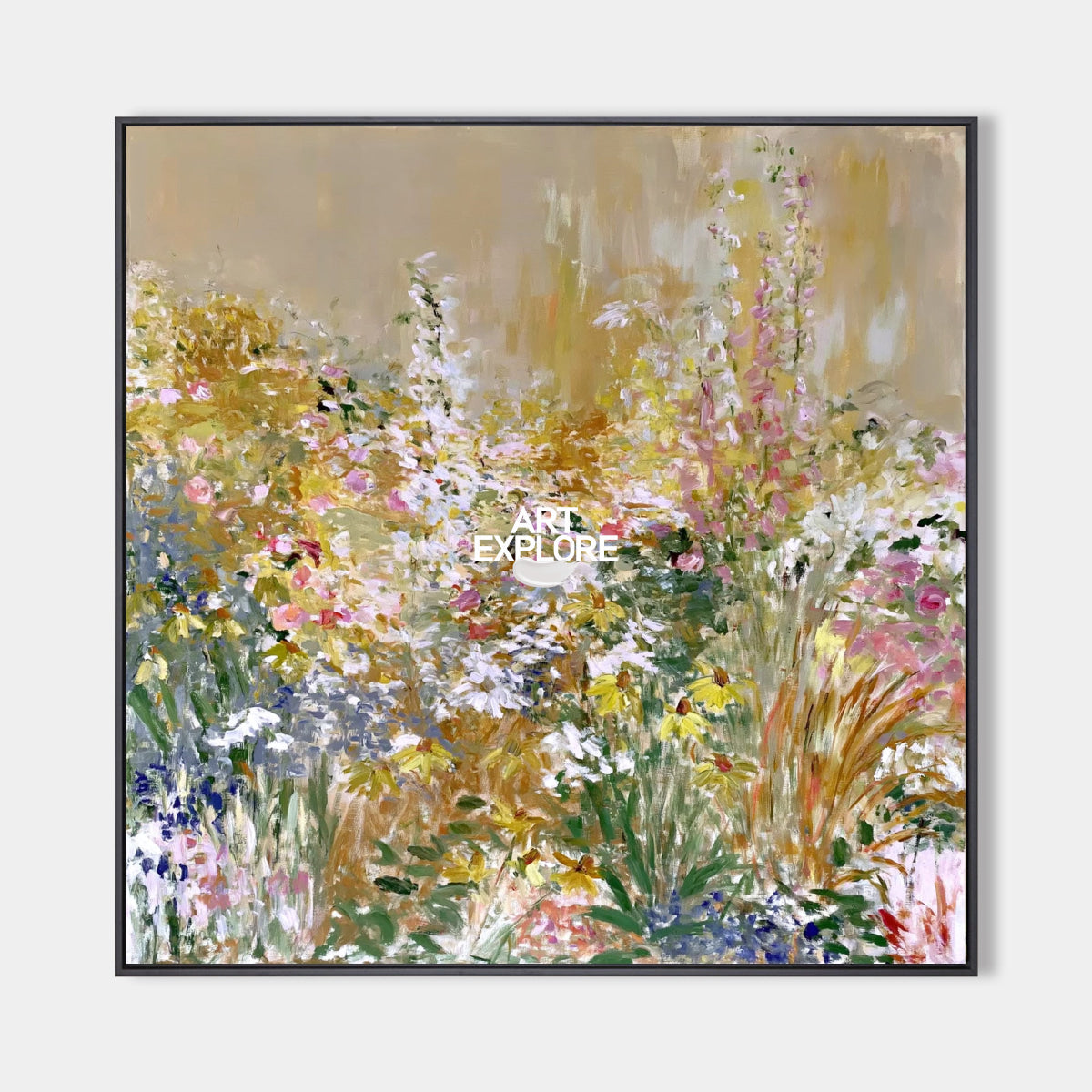 Modern Impressionist Style Hand-Painted Flower Canvas Art