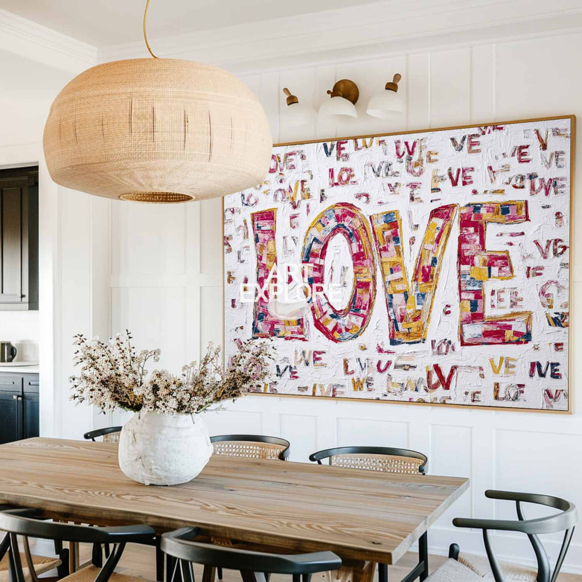 Modern LOVE Abstract Painting, White Pink Minimalist Art – ArtExplore
