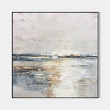 Modern Lake Ripples Wall Art | Large White Blue Textured Landscape Painting | ArtExplore