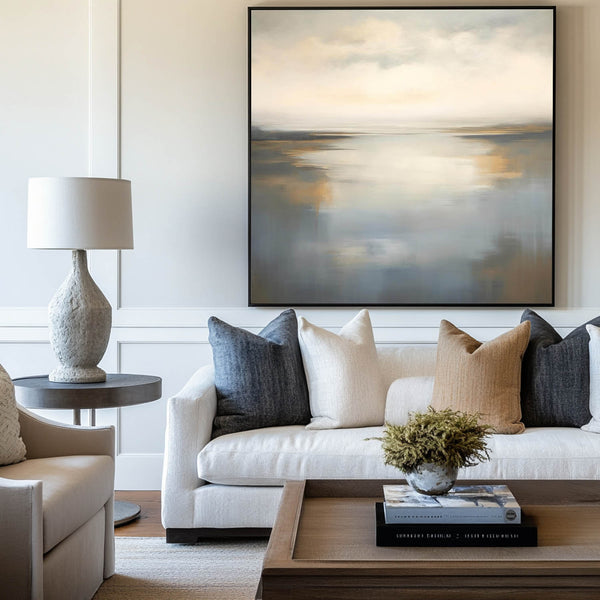 Large Lake Wall Art Texture Landscape Wall Art Luxury Modern Minimalist Landscape Painting For Sale