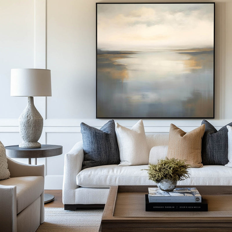 Large Lake Wall Art Texture Landscape Wall Art Luxury Modern Minimalist Landscape Painting For Sale