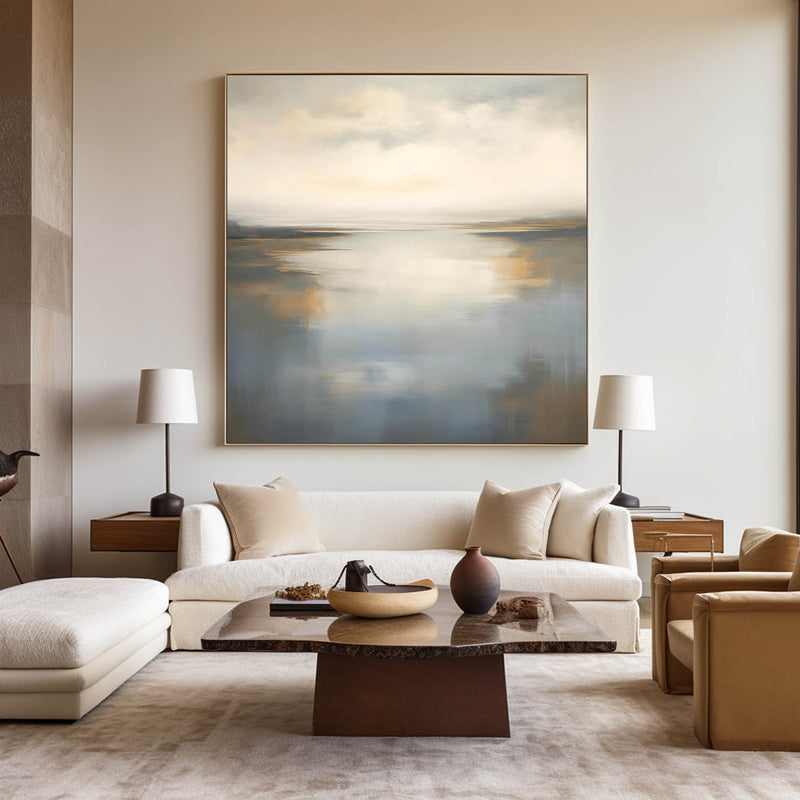 Large Lake Wall Art Texture Landscape Wall Art Luxury Modern Minimalist Landscape Painting For Sale