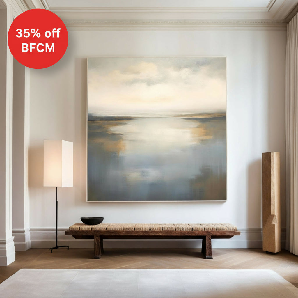 Large Lake Wall Art Texture Landscape Wall Art Luxury Modern Minimalist Landscape Painting For Sale