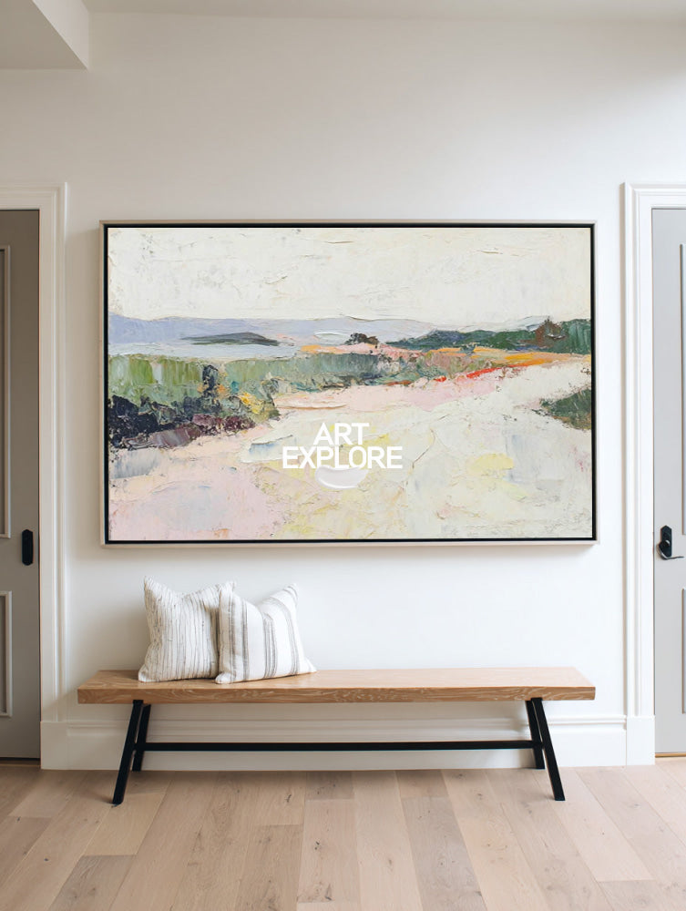 Modern Landscape Art Hand-Drawn Large Statement Canva