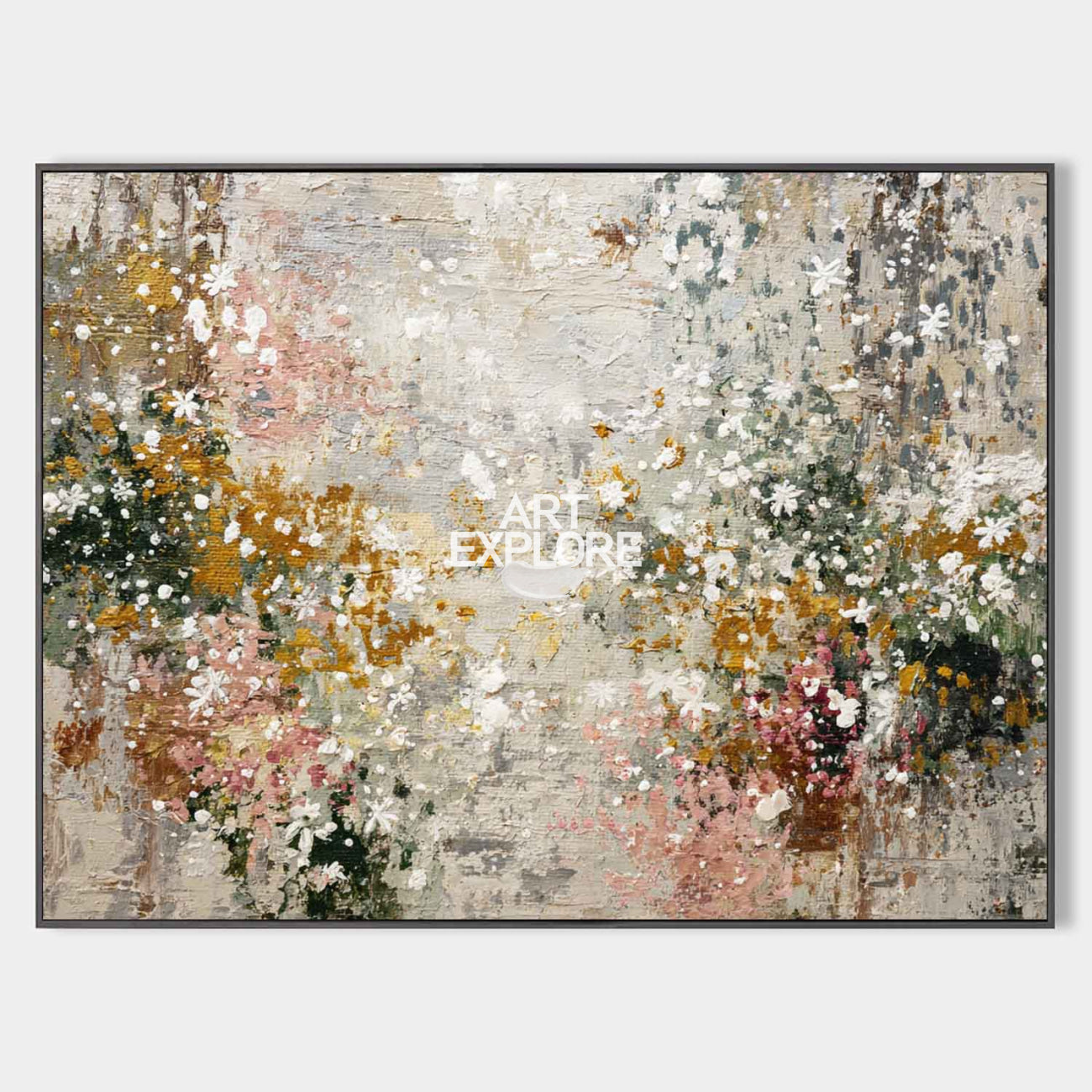 Modern Large Beige Abstract Art Textured Handmade Oil on Canvas ...