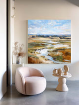 Modern Large Blue Plains Abstract Textured Art for Living Room Wall | ArtExplore