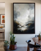 Modern Luxury Textured Black & White Landscape Painting for Large Walls | ArtExplore