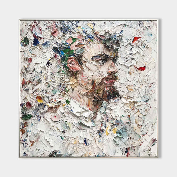 Modern Man Portrait Canvas Painting Rich Textured Art Painting Large Cavas Wall Art For Living Room