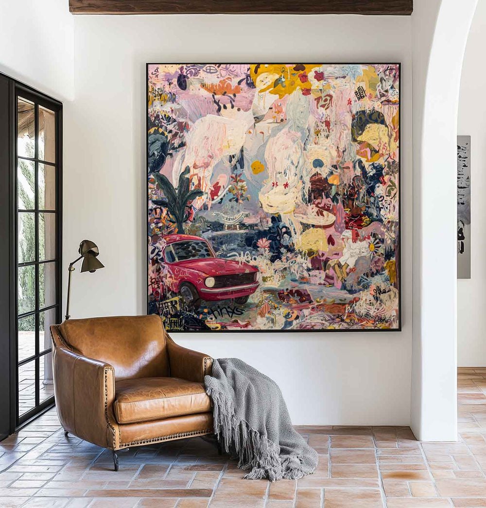 Modern Minimalist Art – Oversized Handmade Graffiti Oil on Canvas Painting | ArtExplore