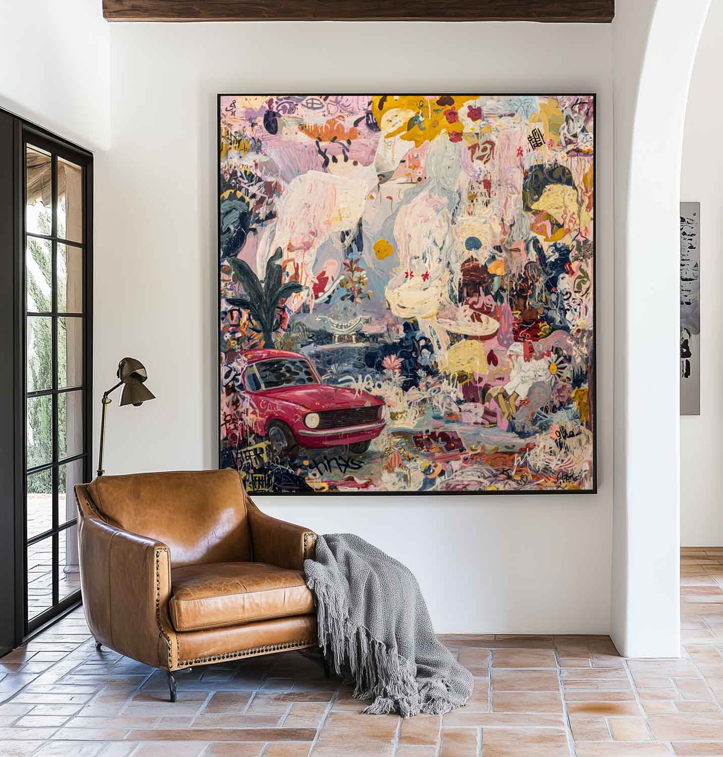 Modern Minimalist Art – Oversized Handmade Graffiti Oil on Canvas Painting | ArtExplore