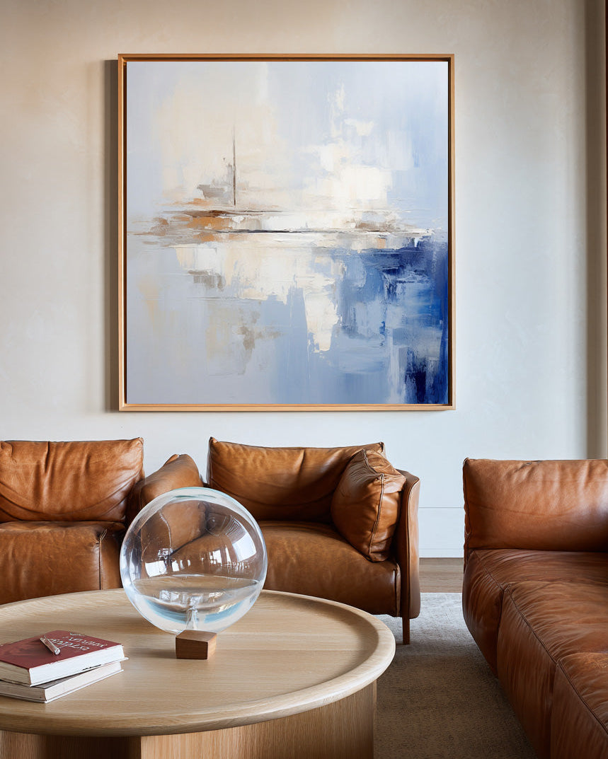 Modern Minimalist Blue Canvas | Large Textured Abstract Home Decor | ArtExplore