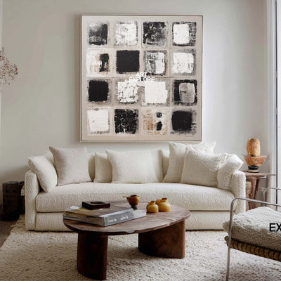 Modern Minimalist Square Oil Painting for Living Room | Wabi-Sabi Decor | ArtExplore