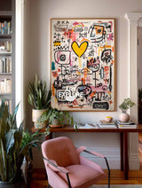Modern Minimalist Texture Oil Painting, Warm Heart Graffiti Wall Art ArtExplore
