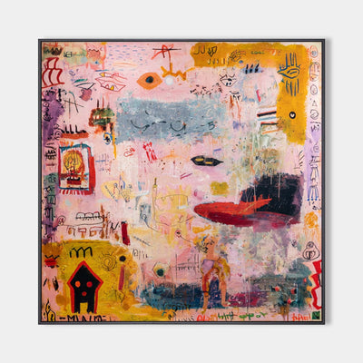 Modern Pink Graffiti Abstract Wall Art – Large Handmade Texture Painting For Livingroom | ArtExplore