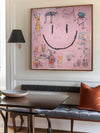 Modern Pink Graffiti Wall Art – Handmade Large Canvas Painting for Home & Office Décor – ArtExplore