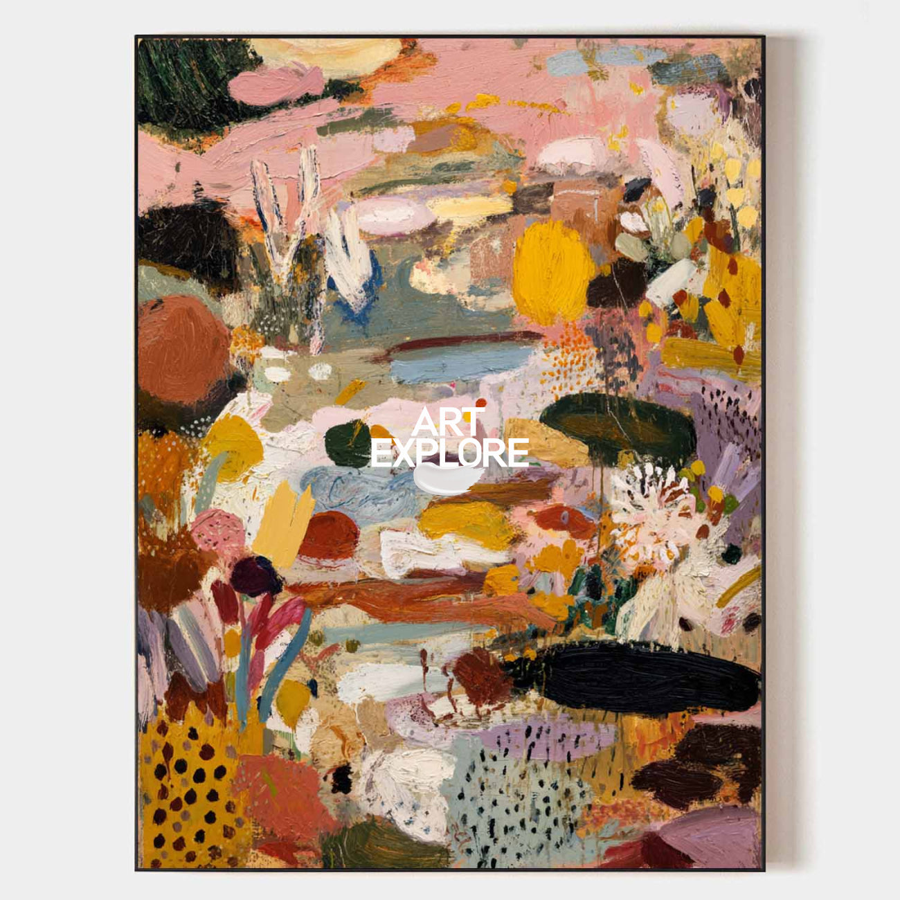 Modern Pink Landscape Abstract Wall Art, Large Minimalist Texture Oil Art for Sale ArtExplore