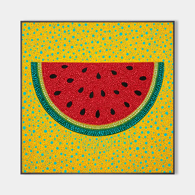 Modern Pop Art Watermelon Painting Handmade Fruit Wall Art Bright Yellow Red Artwork for Living Room