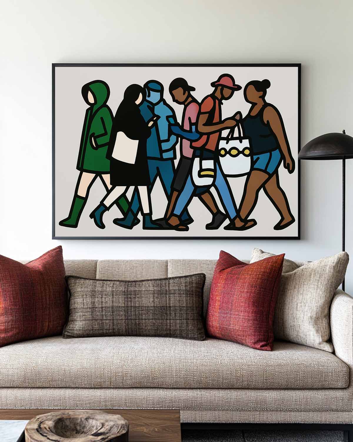 Modern Pop Canvas Painting – Vibrant Walking Figures for Stylish Home or Office Wall Decoration